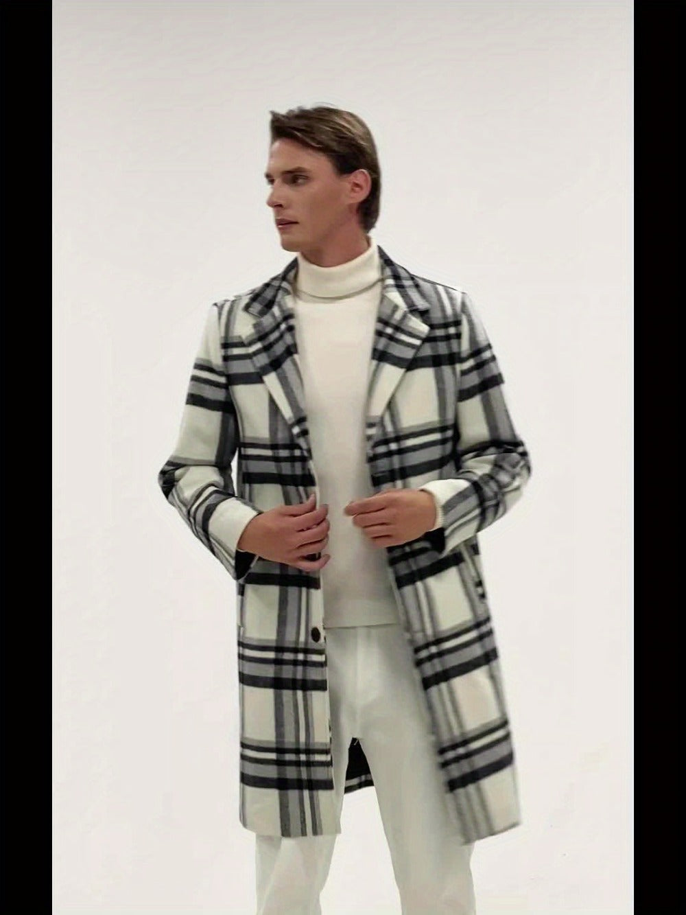 Men's Versatile Wool Blend Single-Breasted Coat Everyday 285