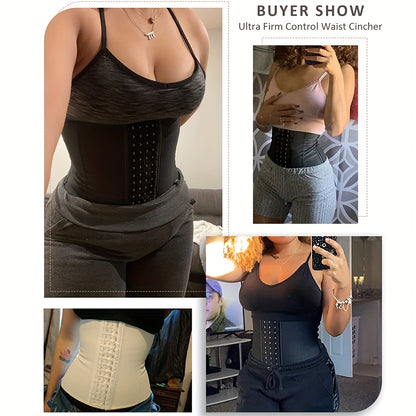 Women High Compression 100% Latex Waist Trainer Belt for Tummy Trimmer Control, 9 Steel Boned Support Waist Cincher Belt