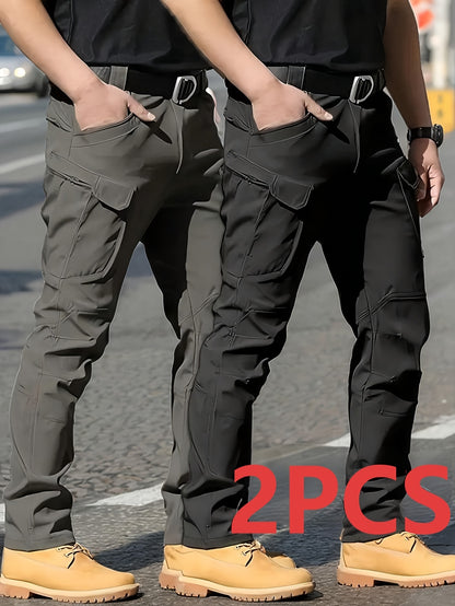 2-Pack Men'S Outdoor Tactical Cargo Pants, Multifunctional Pockets, Lightweight And Durable Work Pants, (Belt Included) Suitable For Camping, Hiking And Fishing, Suitable For Spring, Summer And Autumn Seasons