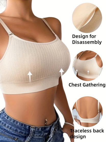 6pcs Women's U Back Sports Bra with Adjustable Straps And Removable Padded Bra