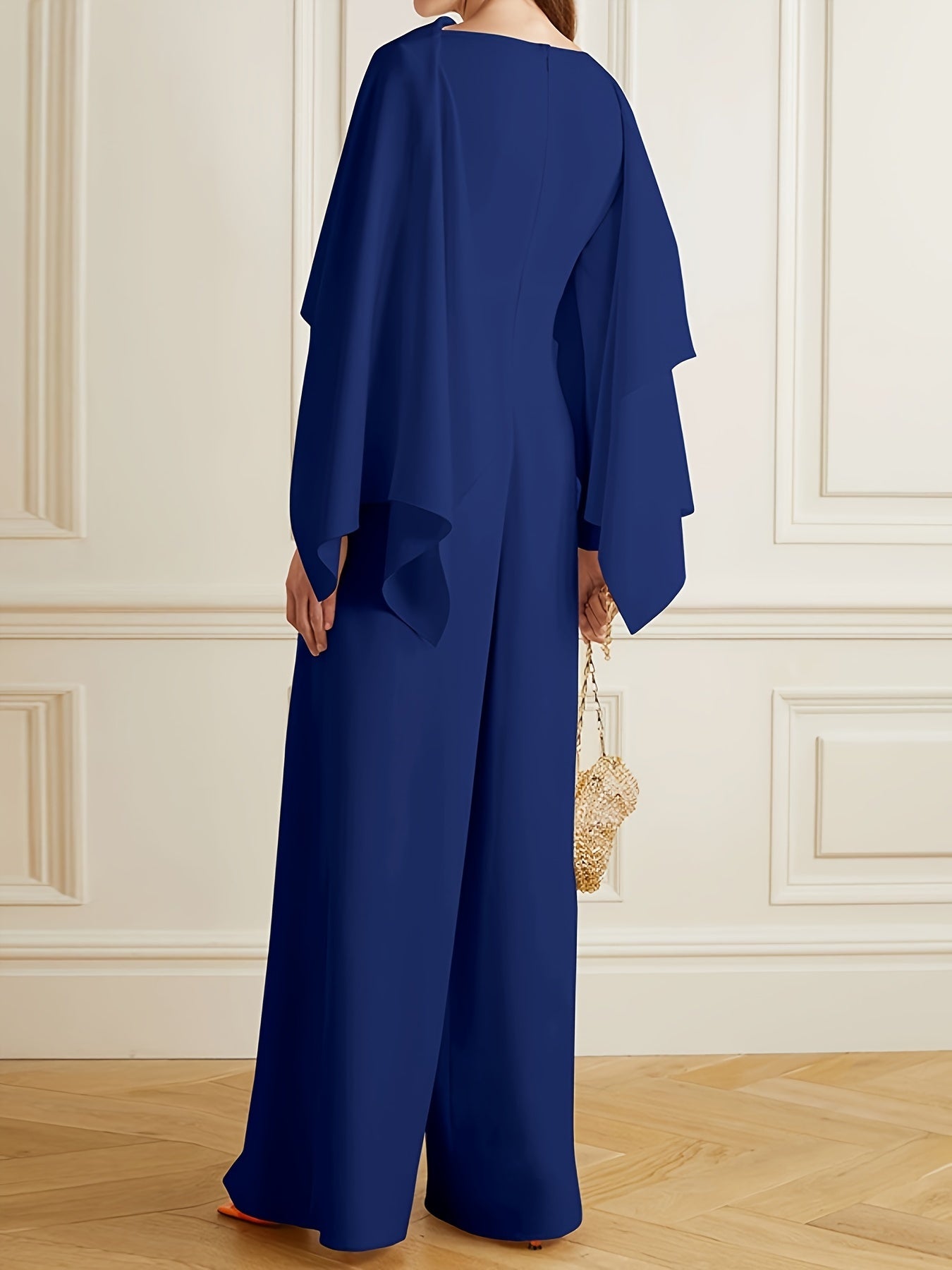 Women'S Fashion Solid Color Zipper Elegant Wide Leg Jumpsuits 2024 New Spring Autumn Long Sleeves Casual Jump Suits