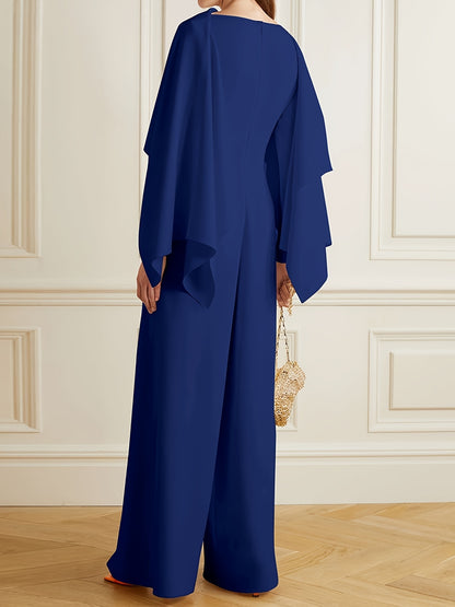 Women'S Fashion Solid Color Zipper Elegant Wide Leg Jumpsuits 2024 New Spring Autumn Long Sleeves Casual Jump Suits