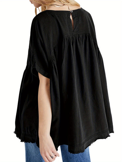 Women's Beige Oversized Short-Sleeve Shirt - product view 23