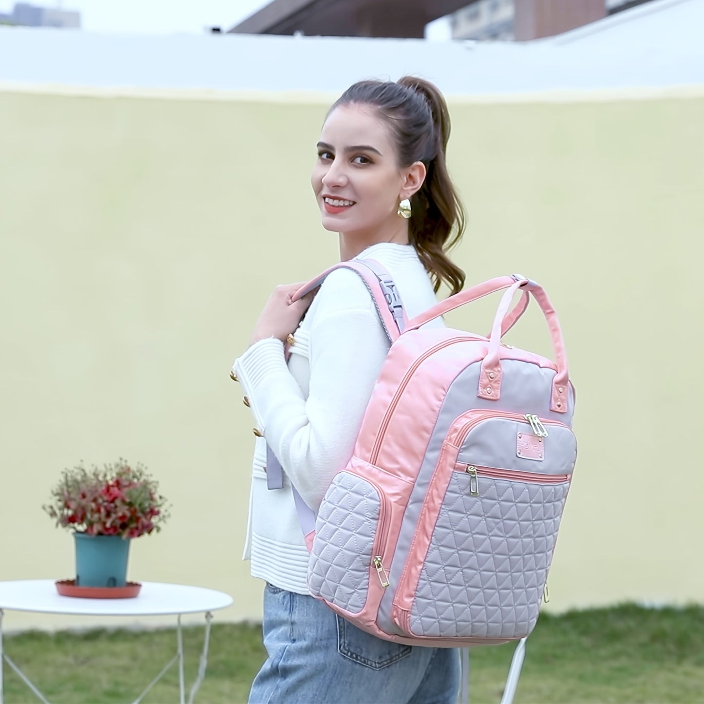 Pink Diaper Bag Backpacks Mommy Hospital Bags Girl Registry Research Essentials Diapers Mom Shower Gifts Maternity Must Haves Dipper Back Pack with Wipe Side Pocket Pa帽aleras Para Bebe Ni帽a Bulto Para Bebe Mochila Travel Backpack
