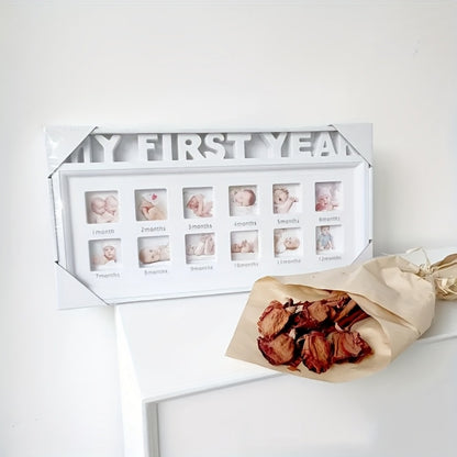 12-Month Baby Milestone Photo Frame - First-Year Photo Display