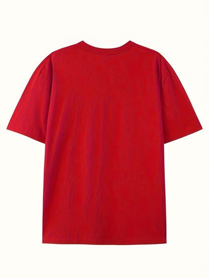 Printed Letter Design, Casual Crew Neck T-Shirt for Men, Made from 100% Knit Fabric, Short-Sleeved Top Suitable for Spring And Summer, Stylish And Adaptable