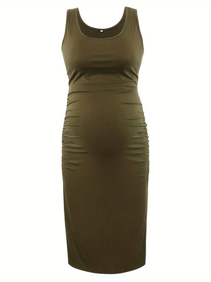 Women Summer Sleeveless Maternity Dress Pregnancy Tank Scoop Neck Mama Clothes Casual Bodycon Clothing