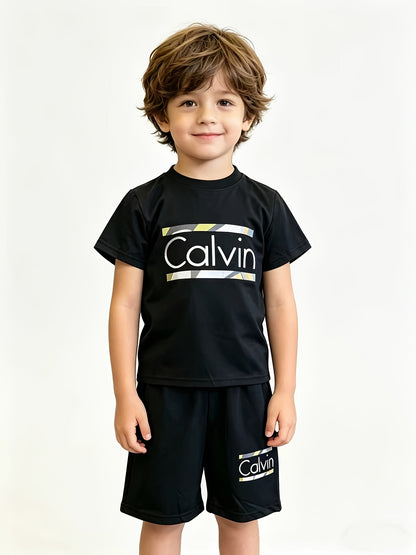 6pcs Boys' Breathable, Comfortable, And Stylish Printed Round-neck Short-sleeve And Shorts Set - Spring/Summer/Autumn Casual Wear, Leisurewear | Sporty Style | Stretchy Fabric, Suitable for Outdoor, Perfect for Outdoor