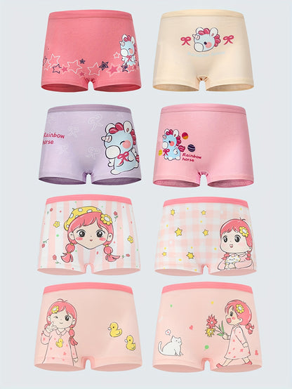 8pcs Girls Cotton Boxer Underwear Comfortable Soft Cute Animal Print Girls Underwear
