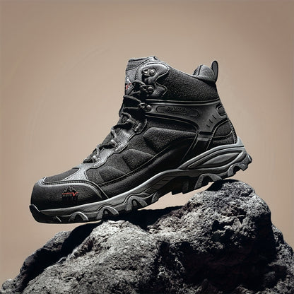 [Waterproof Hiking Boots] Men's Waterproof Hiking Boots Outdoor Mid High Backpacking Mountaineering Trekking Shoes Non-Slip Durable Lightweight for Travelling Camping Rocky Mountain Trail