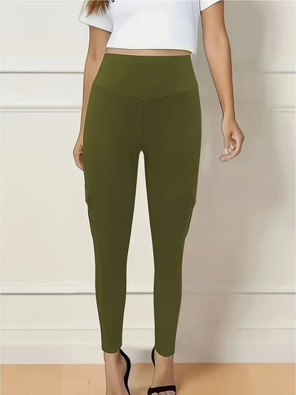 Halloween Costume, 3pcs Women's High-Waisted Yoga Leggings with Pockets - Stretchy Running and Athletic Tights, Button Design, Solid Colors Black, Maroon, Gray, Practical Flap Pockets, Comfortable Fabric Christmas Women's Autumn Wear