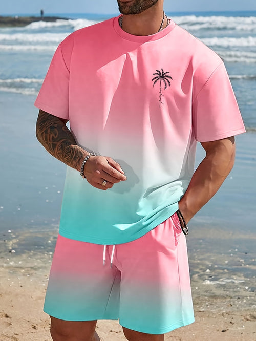 2026 Men's casual crew neck T-shirt and shorts 2pcs set, slightly stretchy, regular fit, summer sweatshirt, Game Day Outfit, Football Fan Gear for All Fans