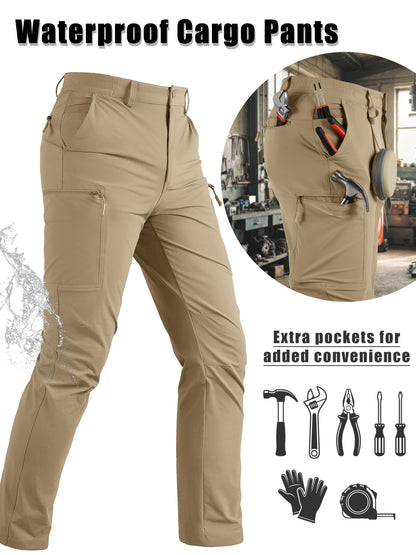 Men'S Cargo Pants Spring Hiking Trousers Quick-Dry Ripstop Stretch Fabric Breathable Moisture-Wicking Lightweight Elastic Waist And 3D-Cut 6 Pockets Outdoor Pants for Fishing Travel Camping, Work in Spring And Summer