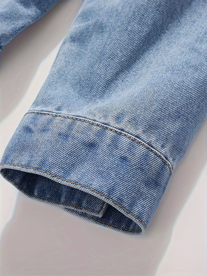 Men'S Vintage Denim Jacket, Casual Urban Style Multi-Pocket Denim Coat