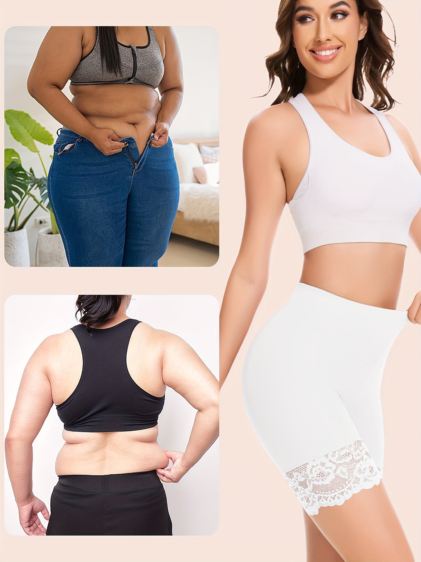 JUQDNX Seamless Lace Boyshort Panties - Tummy Control & Butt Lifting, Anti-Chafing Compression Slimmer Underwear for Women, Breathable / Blend, Ideal for Dresses & Shorts, Tummy Control Underwear