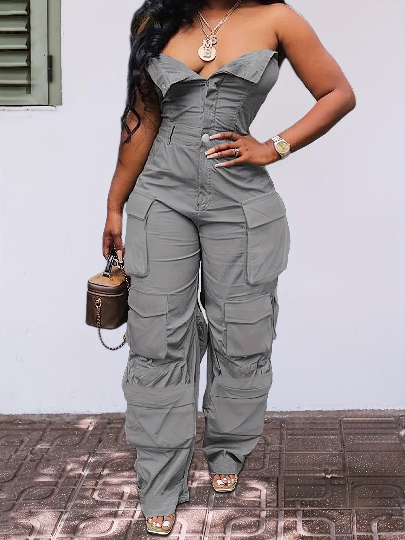 Ladies Tube Top One-piece Suit Pants, Women'S Strapless One-piece Suit With Pants, Summer And Spring Casual Sexy Women'S Dress Pants, Women'S Clothing Set