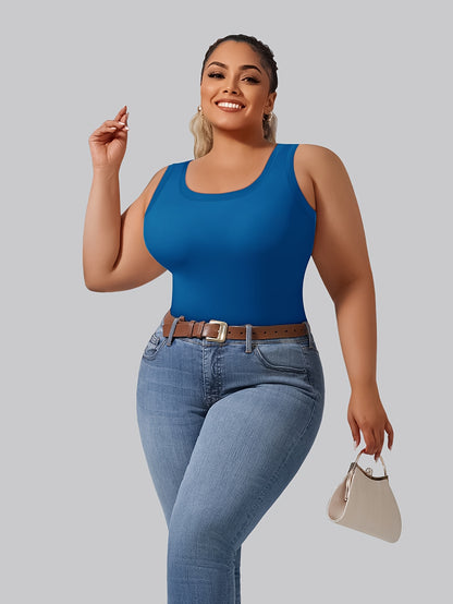 Plus Size - Directional Development Vest Big U Beauty Back 2-In-1 Comes with Coasters Pit Ribbed Base Vest to Wear Outside