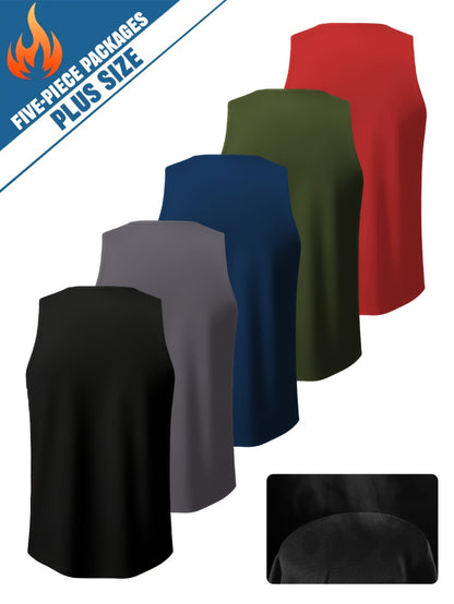 Men's Plus Size Performance Tank Tops - 5-Pack Breathable Sports Vests