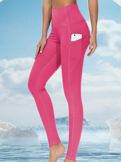 k910 Womens High-Waist Pocket Yoga Pants - Solid Color Stretch Fitness Leggings - Squat-Proof, Breathable Activewear with Secure Pockets for Convenience and Styls