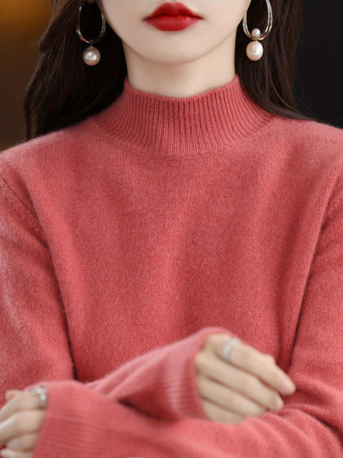 New Autumn And Winter Sweater Half Turtleneck Long Sleeve Loose And Slim Versatile Sweater Pullover Cardigan for Women