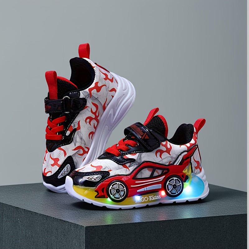 MGO Kids' Spring And Autumn New Cars, Boys' Flashing Shoes, Sports Shoes, Cartoon Lighting Shoes, And Boys' Luminous Running Shoes, 1-3- LED Lighting Shoes, Thin Boys' Shoes And Sports Shoes