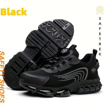Men & Women Breathable Steel Toe Safety Shoes, Designed with Anti-Collision Anti-Puncture Non-Slip Sole, Lightweight Fabric Upper All-Season Work Footwear for Warehouse Factory Construction Site Outdoor Activities.Protective Footwear/Security Shoes.