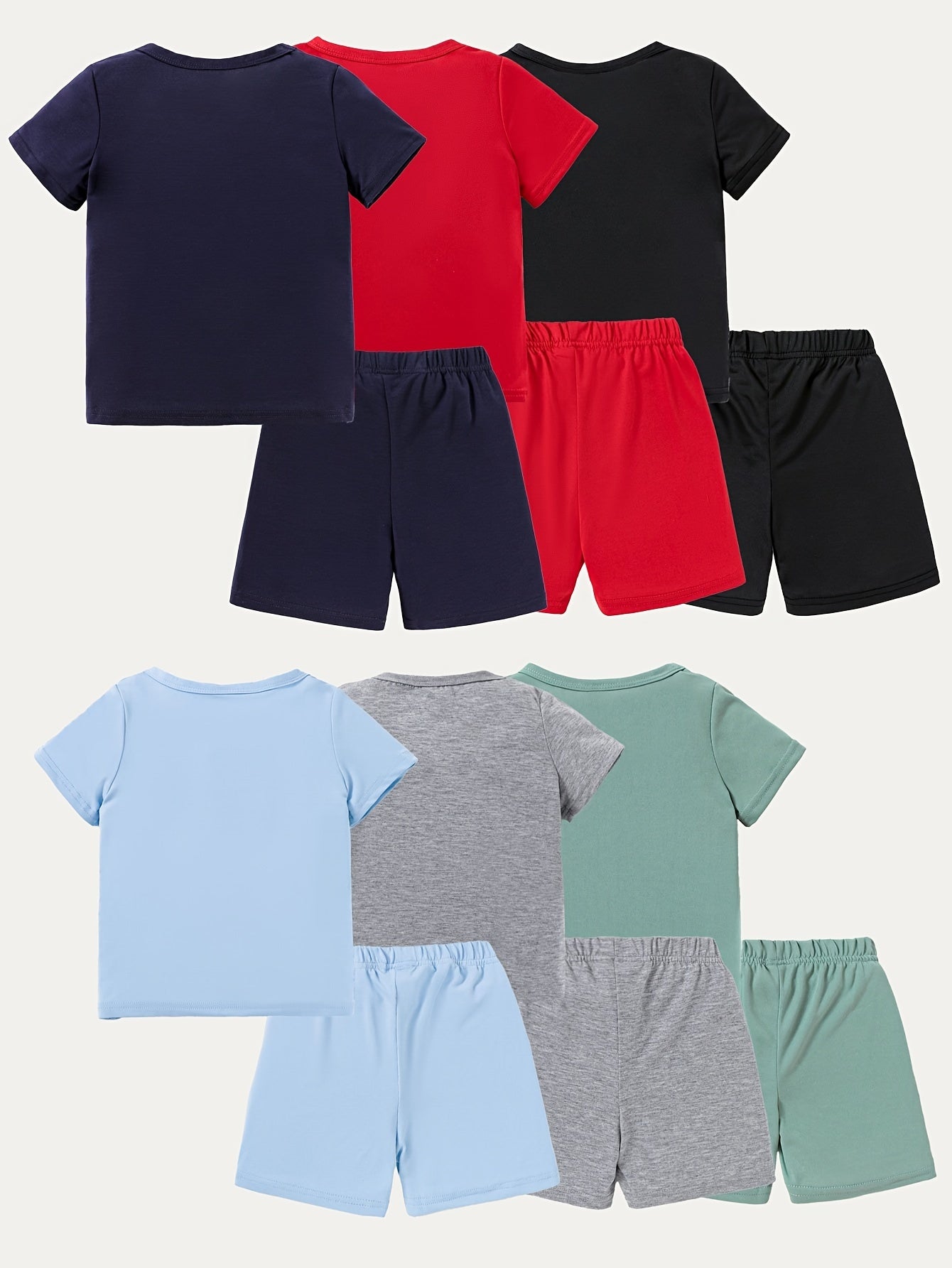 12pcs Targeted Development Summer New Boys' And Girls' Fashion Shorts Set, Printed Casual Set, Six Tops, Six Shorts, for Outdoor