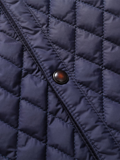 Men's Casual Stand Collar Plaid Side Seam Pocket Patchwork Jacket