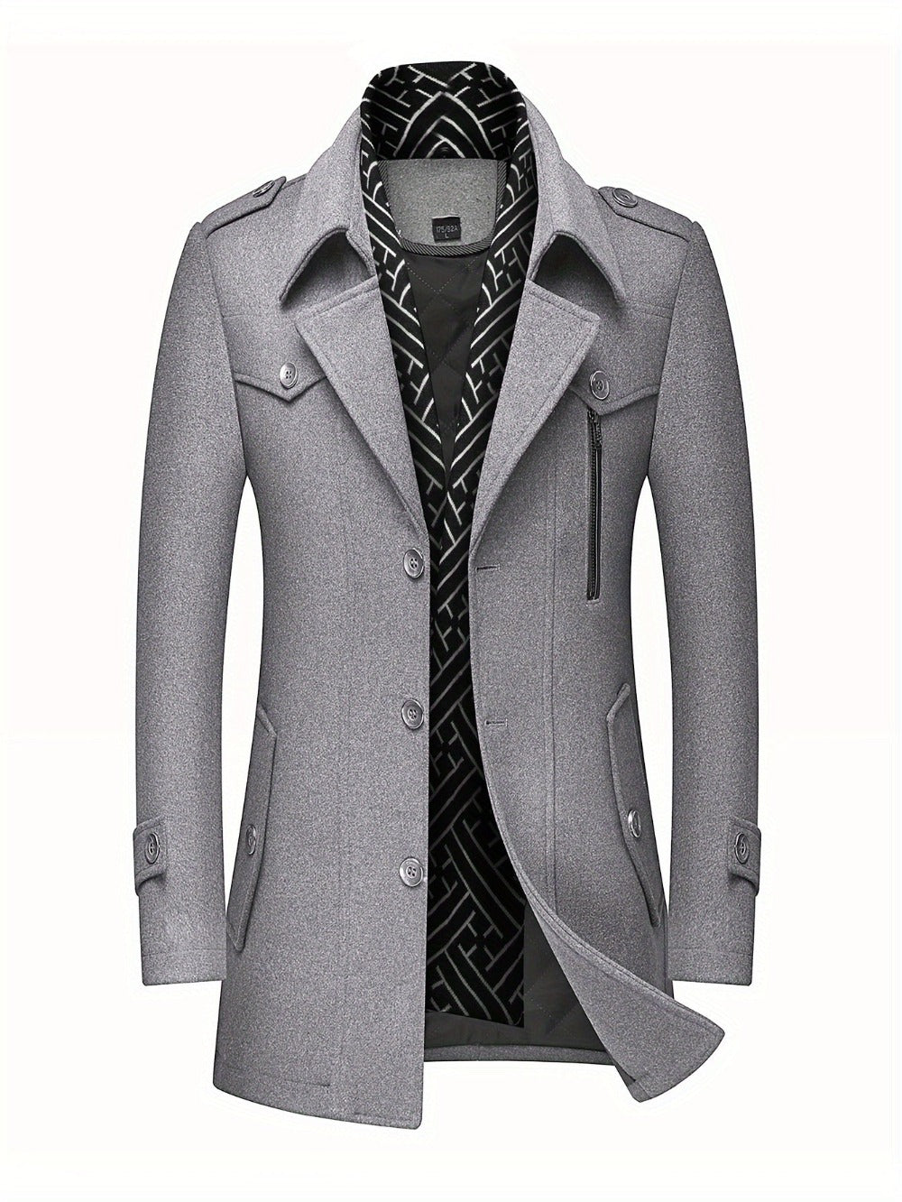 Men's Versatile Wool Blend Single-Breasted Coat