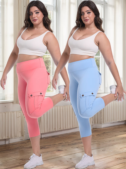 2pcs-Black & Pink High-Waist Leggings - product view 28