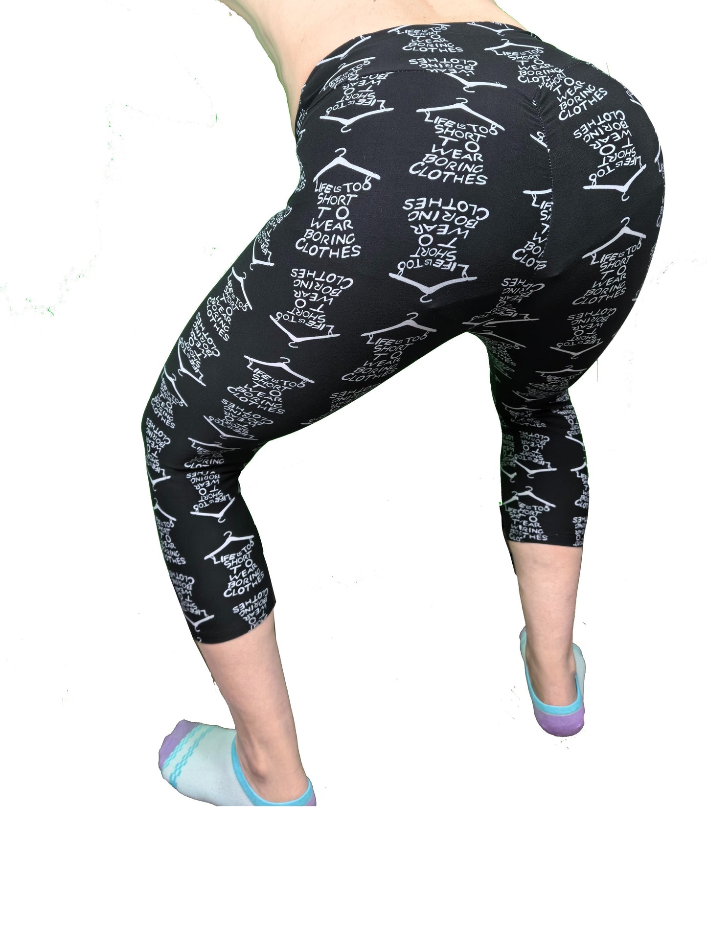 Women's High-Waisted Capri Leggings - Smooth Polyester Blend with Spandex, High Stretch, Three Quarter Length | Perfect for Yoga, Sports, Workout | Super Soft, Elastic Waistband, No Sheer