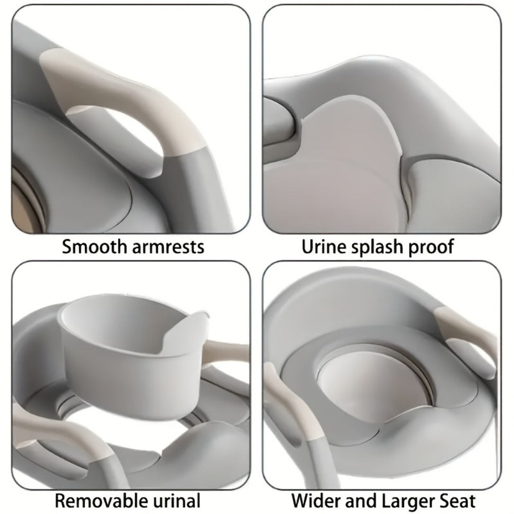 3-in-1 Toddler Potty Training Seat - Foldable Steps and Safety Harness