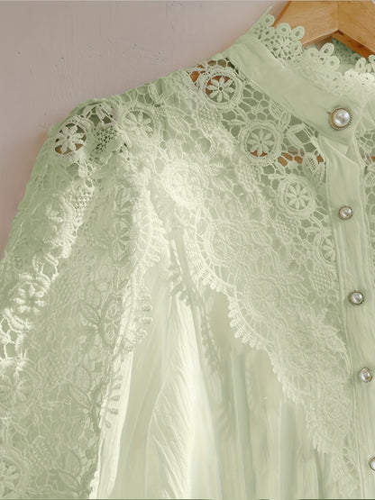 Women's Dark Green Lace Shirt - product view 32