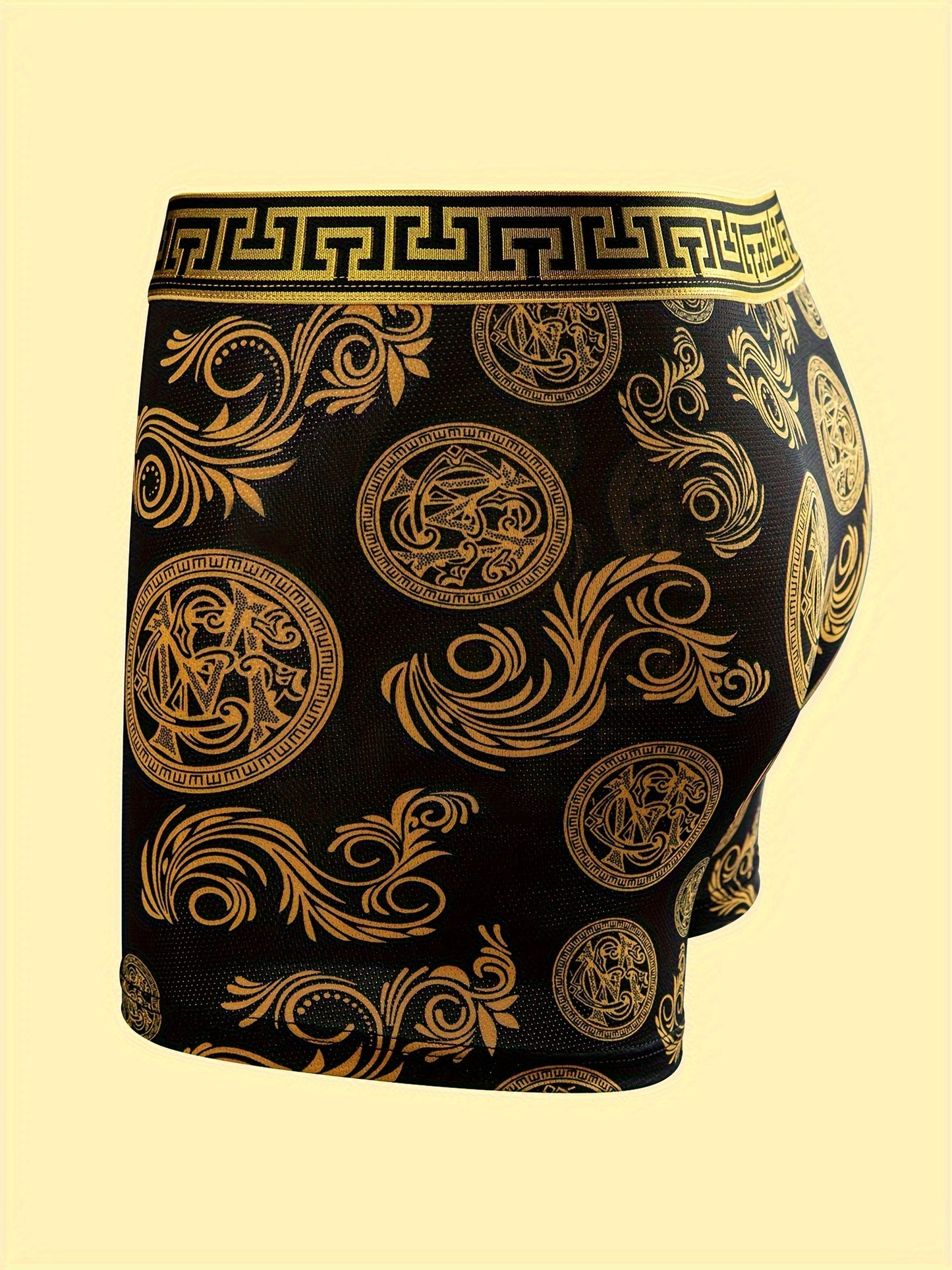 10 Random Piece Set Black Golden Luxury Style Men's Boxer Briefs, Skin-Friendly Breathable Comfortable Boxer Shorts, Elastic Sports Shorts, Men's Casual Daily Basic Underwear