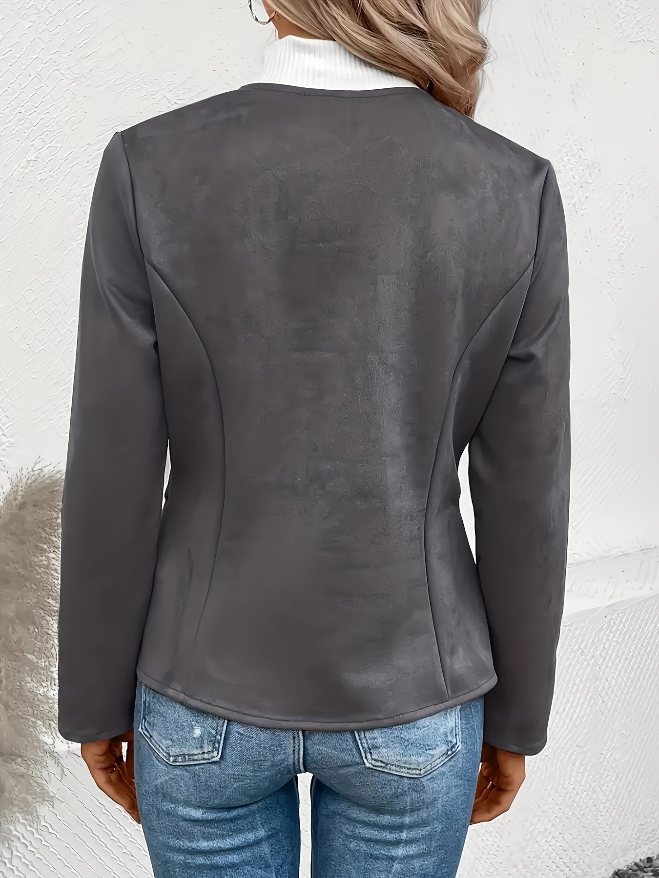 Today's Special! Women's Zip Up Casual Jacket - Slim Fit, Round Neck, Long Sleeve Coat, Trendy, Versatile for All Seasons, Multiple Colors (Black Friday Preview)