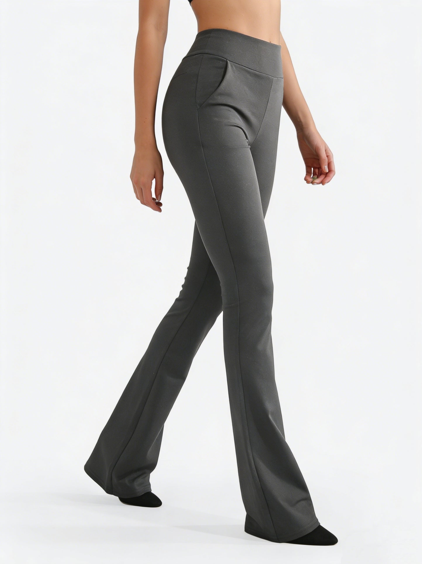 3pcs Multicolor Women'S High-Waist Flare Pants Set, with Pockets, Waist-Cinching Athletic Leggings, Smooth Comfortable Athletic Pants, Suitable for Gym, Running, Casual And Daily Wear