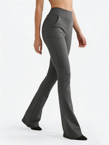 3pcs Multicolor Women'S High-Waist Flare Pants Set, with Pockets, Waist-Cinching Athletic Leggings, Smooth Comfortable Athletic Pants, Suitable for Gym, Running, Casual And Daily Wear