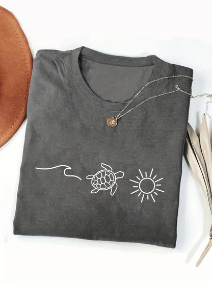 Women's Orange Printed Short-Sleeve T-Shirt - product view 10