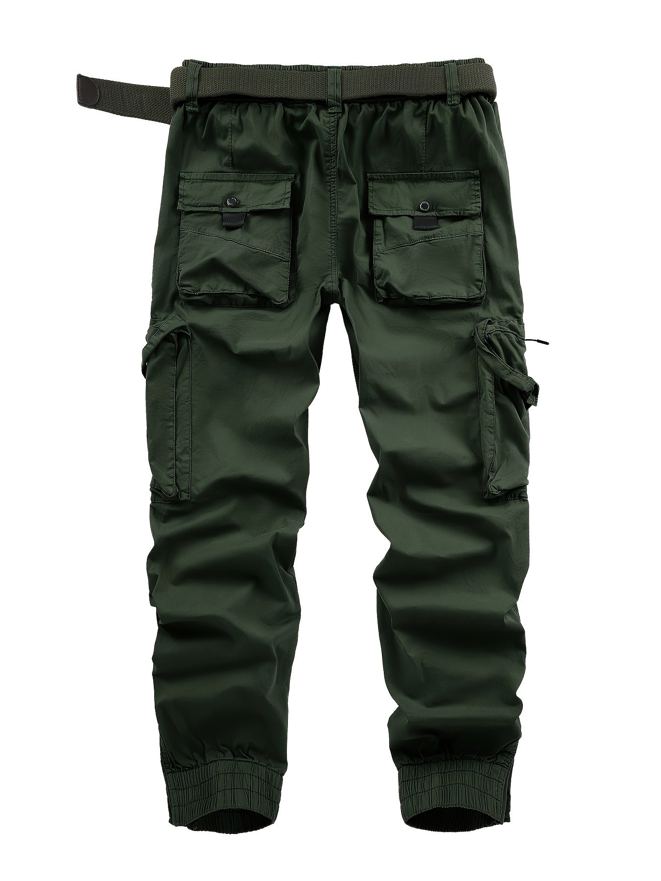 Solid Cargo Men's Casual Long Pants with Multiple Pockets AndButtons, Outdoor Hiking Camping Mountaineering