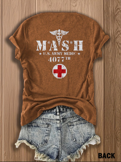 MASH U.S. Army Mobile Hospital Vintage Graphic Tee for Enthusiasts -  Style Double-Sided Print -blend T-shirt with Double-sided Print