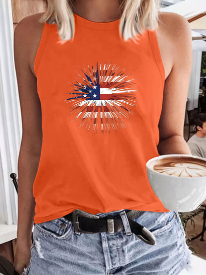 Print Vest, Crew Neck Casual Every Day Top, Women's Clothing