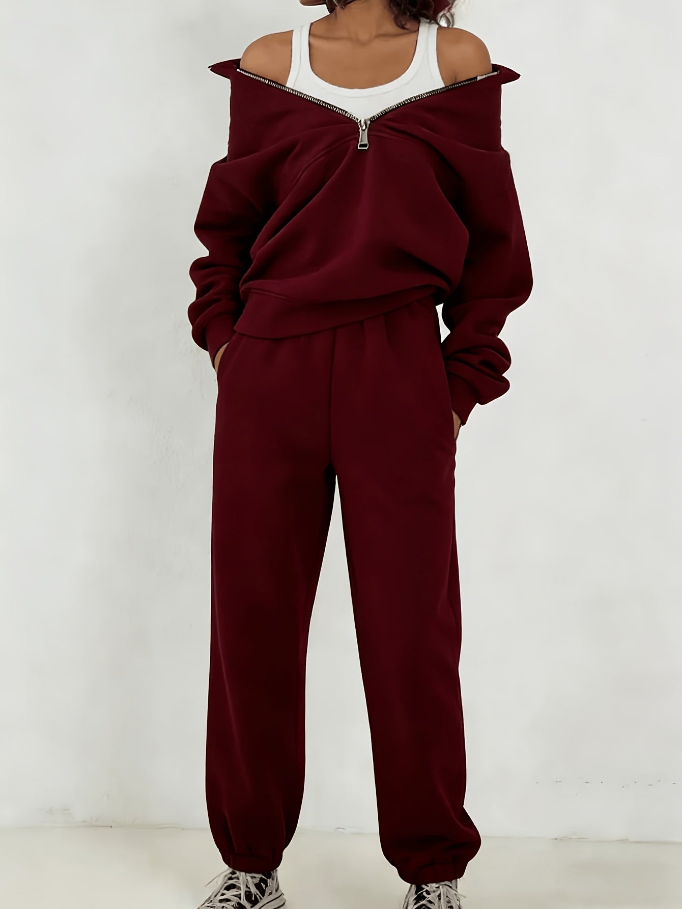 Women's Black Knit Zip-Up Pants - product view 21