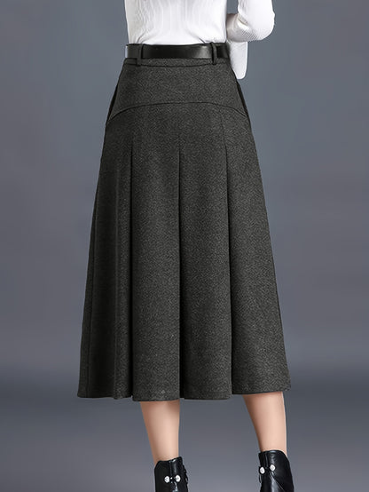 Women's Black Wool High-Waist Pleated Skirt - product view 19