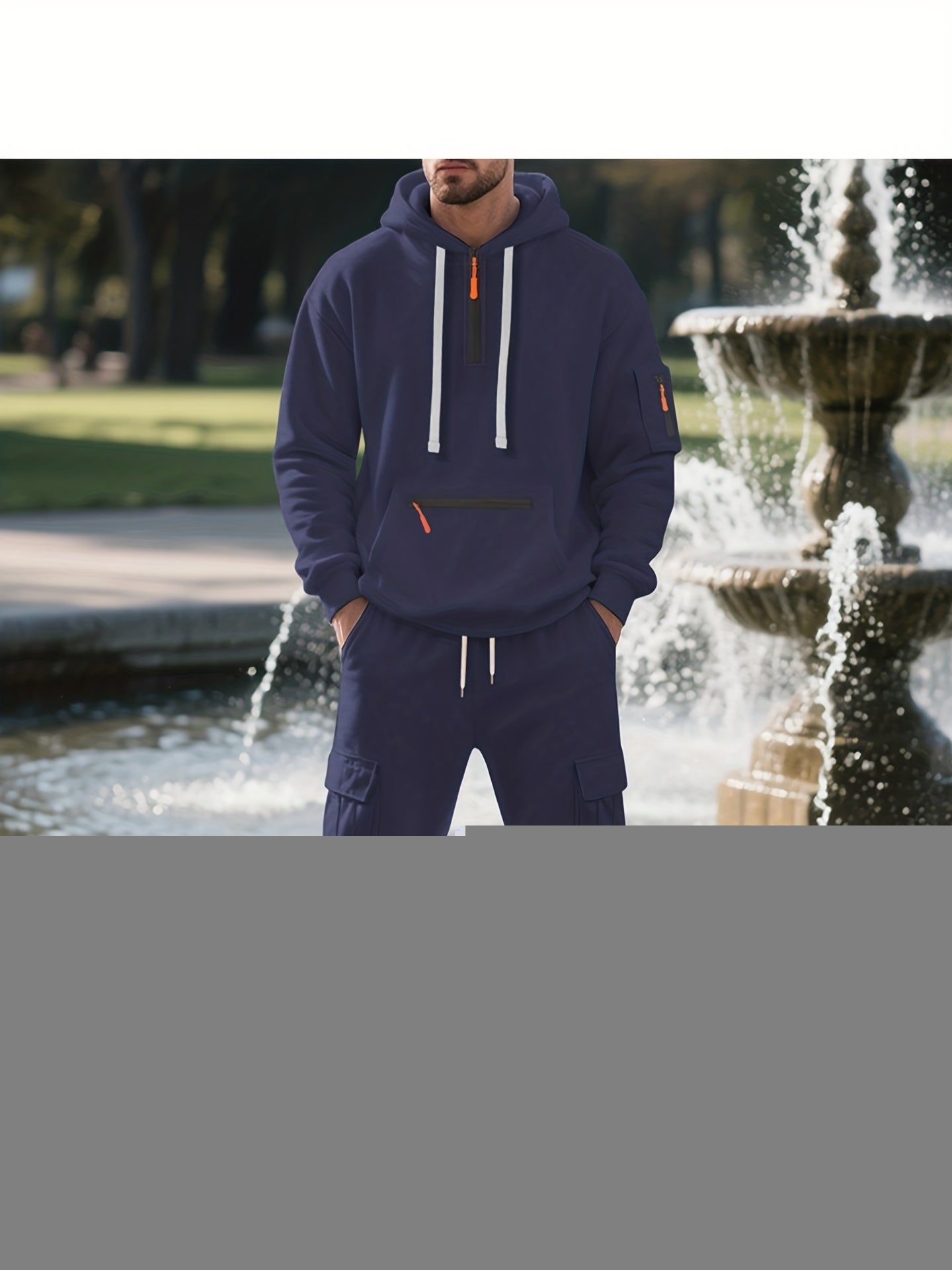 1 Set Of 2pcs Men's Thermal Sportswear - -Lined Hooded Long-Sleeve Pullover And Pocketed Sweatpants. Features Warm Lining And Breathable Fabric, Ideal for Everyday Warmth In Fall And Winter, Outdoor Activities, And More.