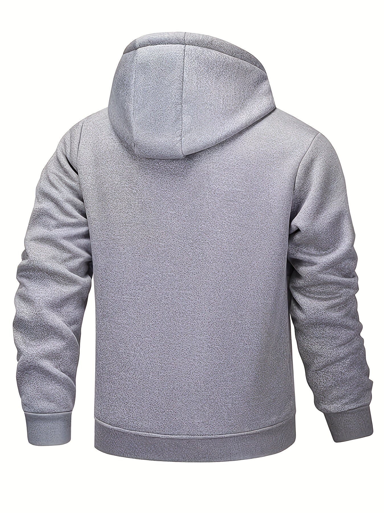 Men'S Fashion Lined Hooded Jacket - Warm And Comfortable Solid Color Zip-Up Casual Polyester Coat With Drawstring Hood For Cold Weather | Stylish Hooded Jacket | Fleece Lined Hoodie