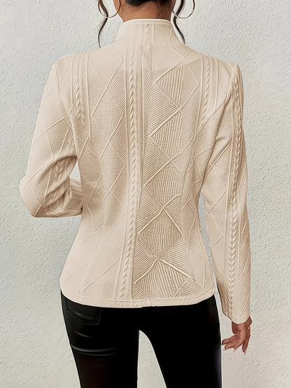 Thin And Breathable Blazer Jacket, 2026 Casual Fashion Blazers For Women, Long Sleeve Button-up Stand Collar Textured Business Casual Suit Jacket, Jackets For Women, Womens Jackets