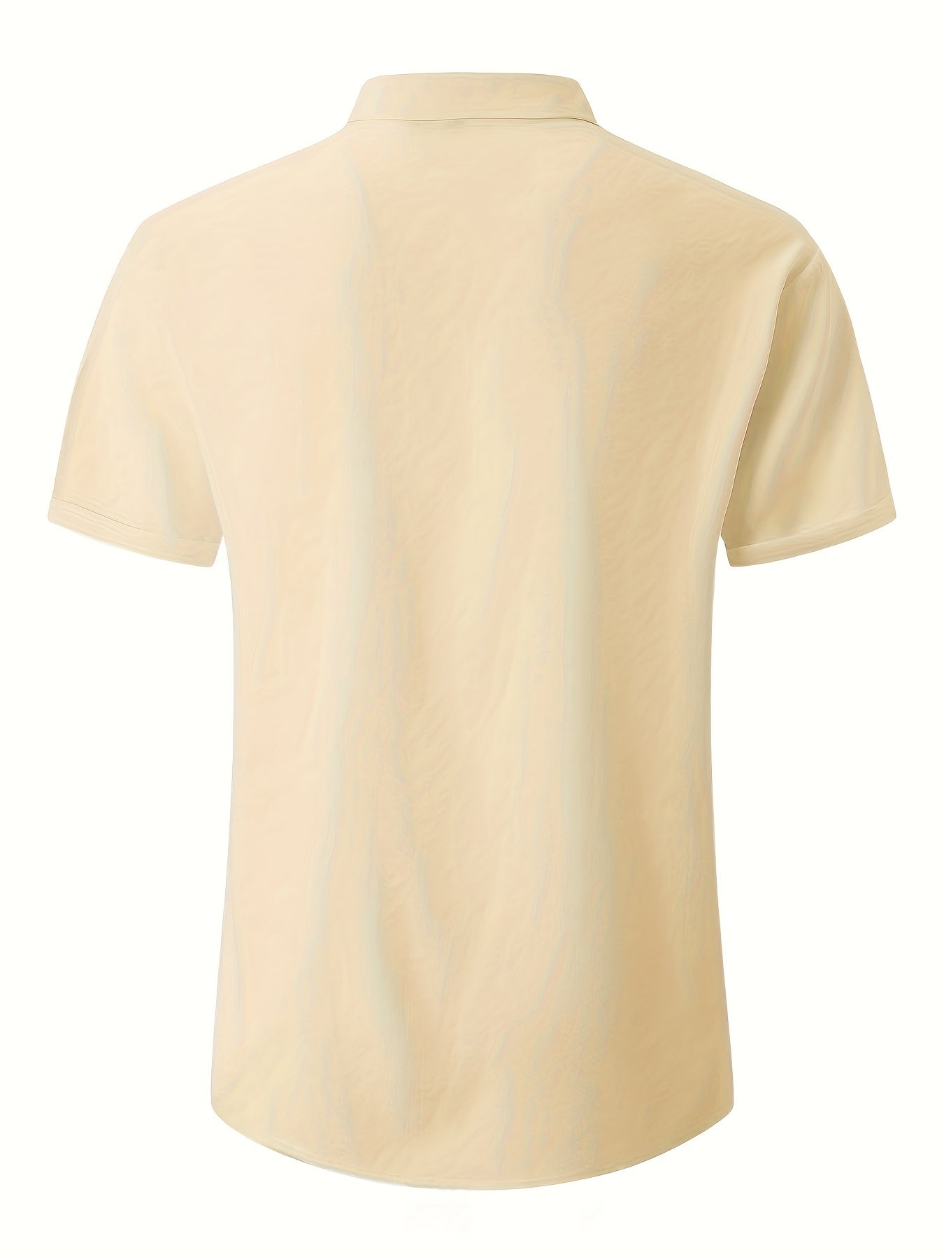 Men's Plus Size Double Placket Short Sleeve High Quality Shirt, Suitable for All Seasons, Home Short Sleeve Turn Collar Shirt, PLUS SIZE