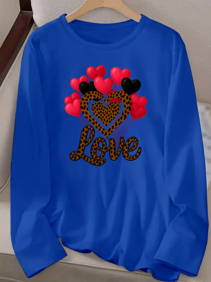 Women'S Love Printed Long Sleeve - Long Sleeve Round Neck Hoodie, Comfortable Long Sleeve, Party Clothing, Casual - Festival Clothing, Durable Fabric, Festival Shopper