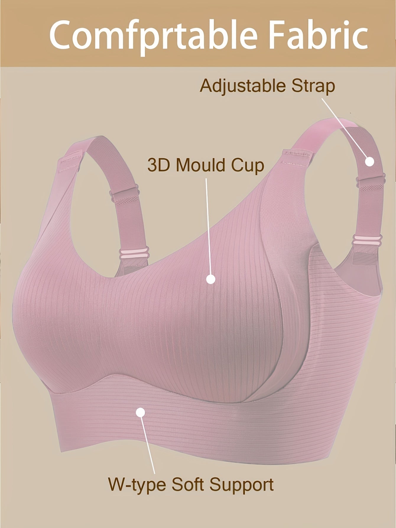 3pcs Plus-size Seamless Wireless Bras for Women, Lift And Support Full-coverage Bras, Make Large Breasts Appear Smaller, Elegant And Comfortable Gathering Bras, Adjustable Straps, Removable Pads (blue, Pink, White)