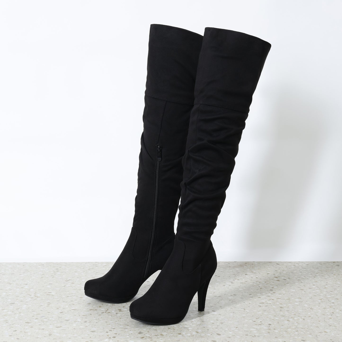 DREAM PAIRS Women's Black Thigh High Chunky Heel Platform Over The Knee Boots Size 9.5 M